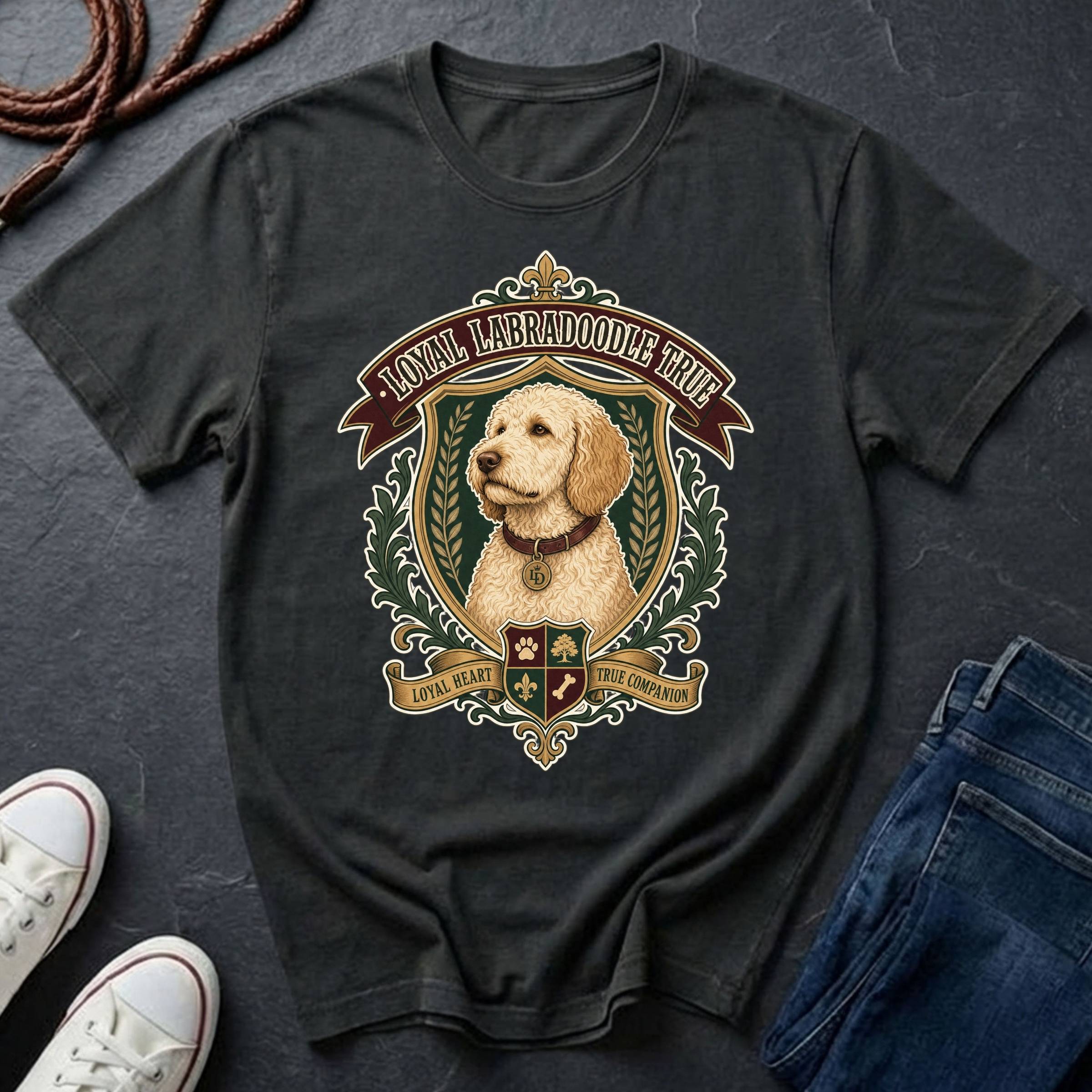 Labradoodle Heritage Badge Shirt — Loyal Bold True — Comfort Colors 1717