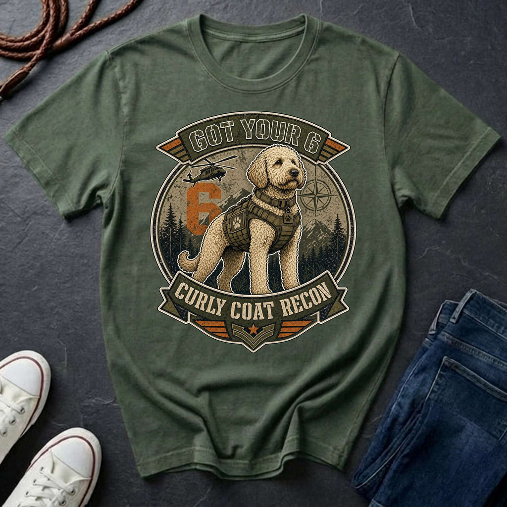 Labradoodle "Got Your 6" T-Shirt — Curly Coat Recon — Comfort Colors 1717