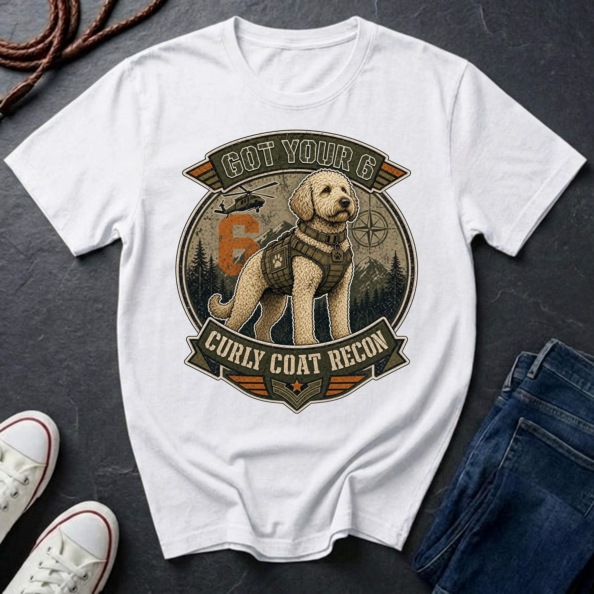 Labradoodle "Got Your 6" T-Shirt — Curly Coat Recon — Comfort Colors 1717