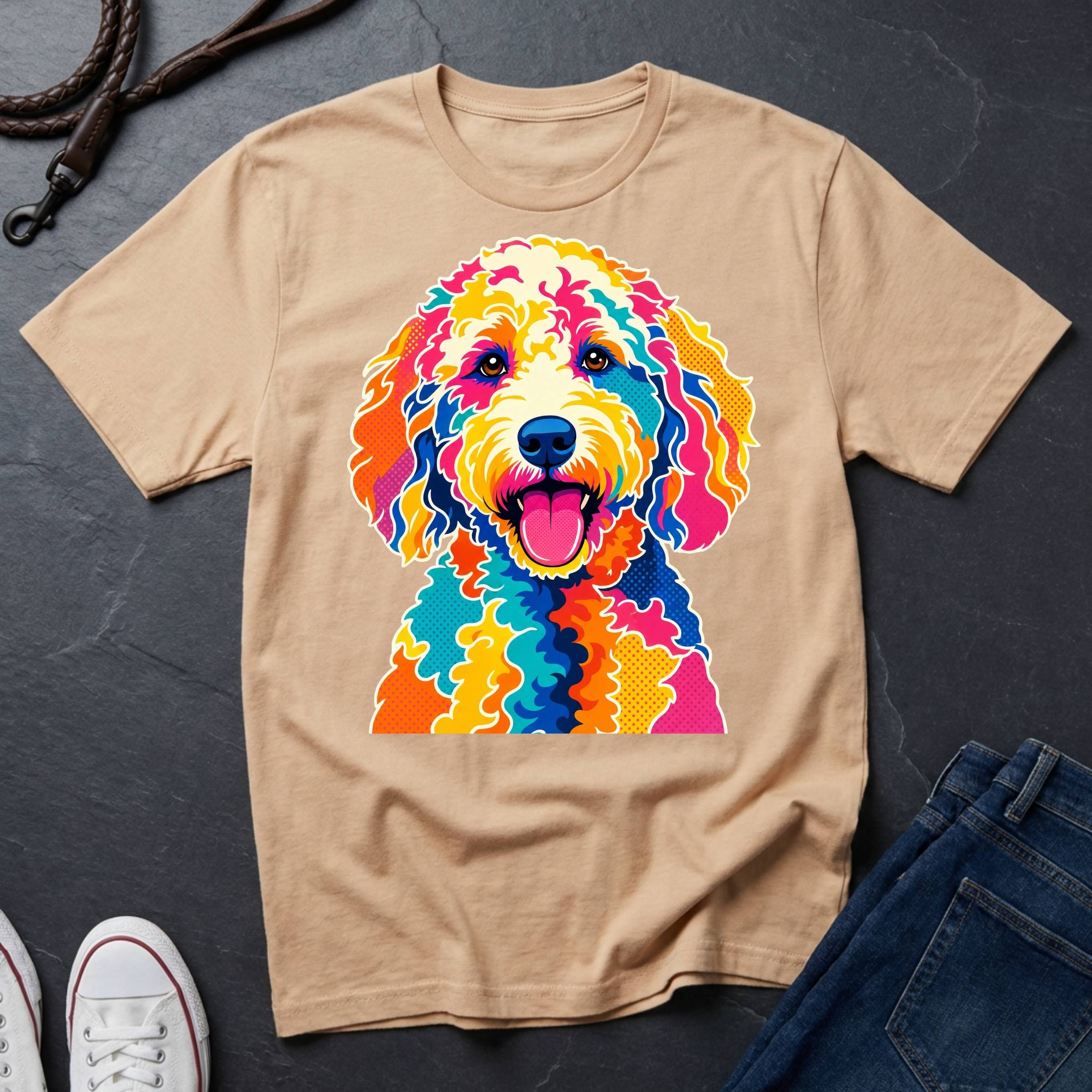 Labradoodle Graphic Pop Art Shirt — Bold Colorful Dog Portrait Tee — Comfort Colors 1717