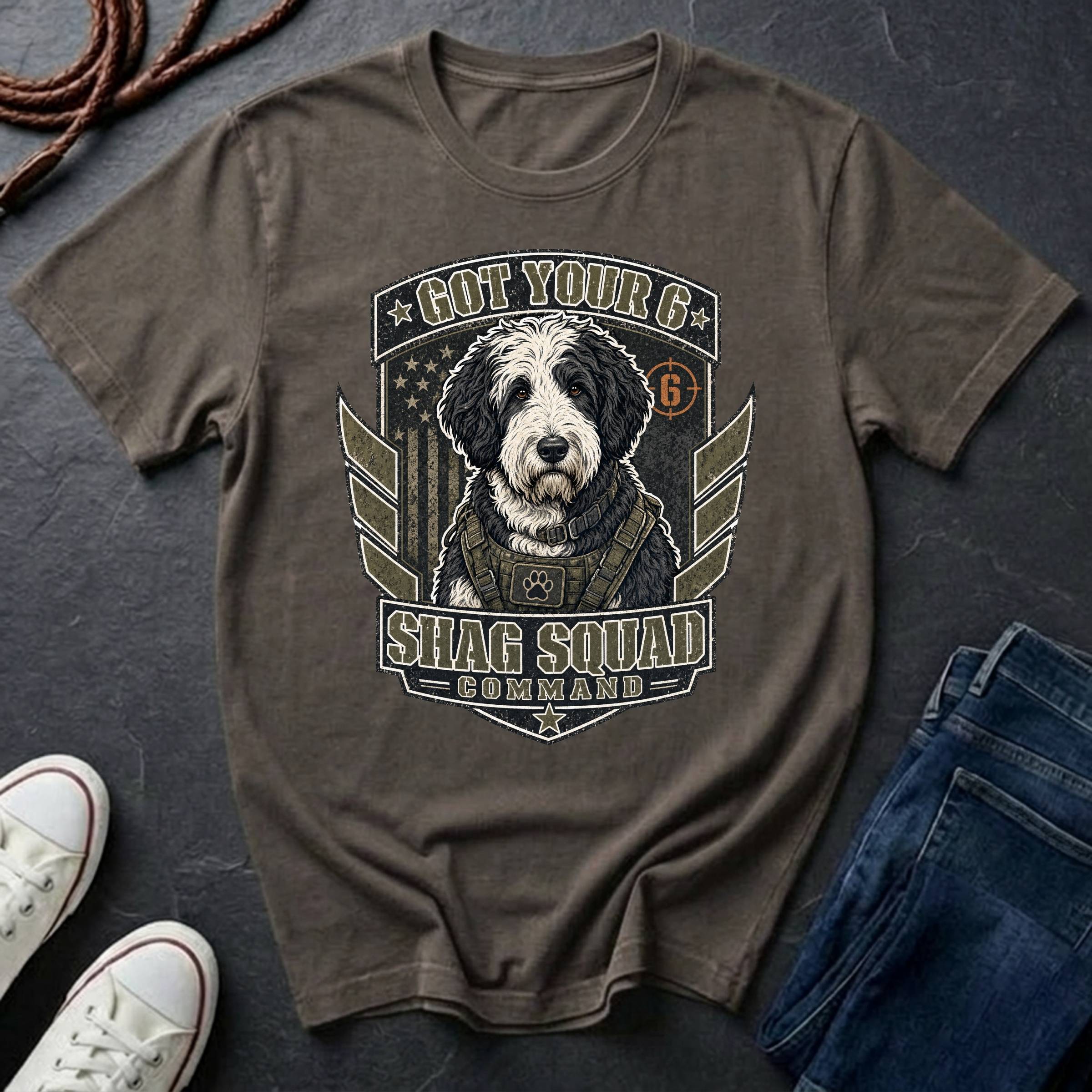 Sheepadoodle "Got Your 6" T-Shirt — Shag Squad Command — Comfort Colors 1717