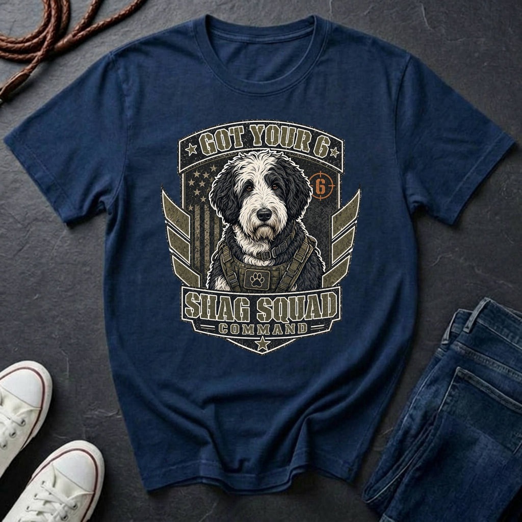 Sheepadoodle "Got Your 6" T-Shirt — Shag Squad Command — Comfort Colors 1717