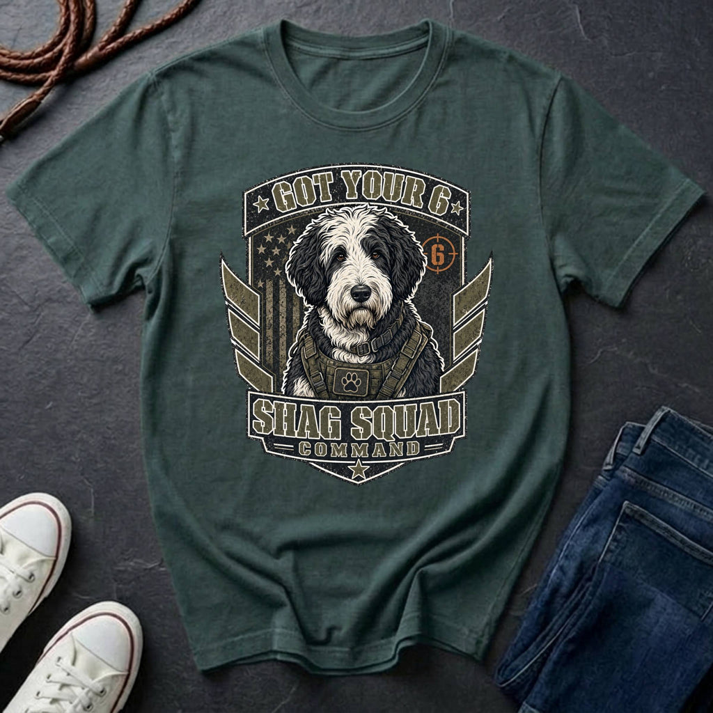 Sheepadoodle "Got Your 6" T-Shirt — Shag Squad Command — Comfort Colors 1717