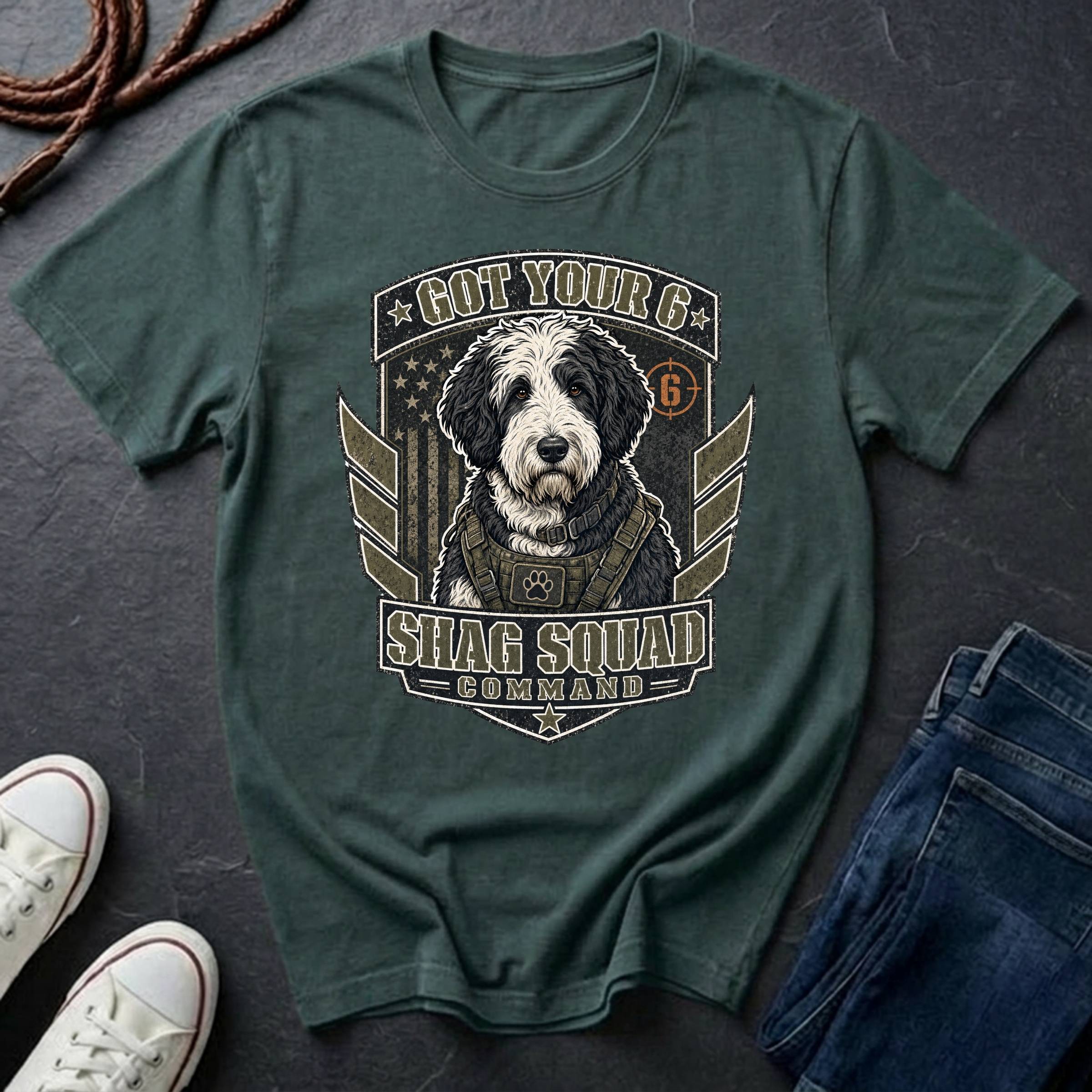 Sheepadoodle "Got Your 6" T-Shirt — Shag Squad Command — Comfort Colors 1717
