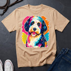 Sheepadoodle Graphic Pop Art Shirt — Bold Colorful Dog Portrait Tee — Comfort Colors 1717