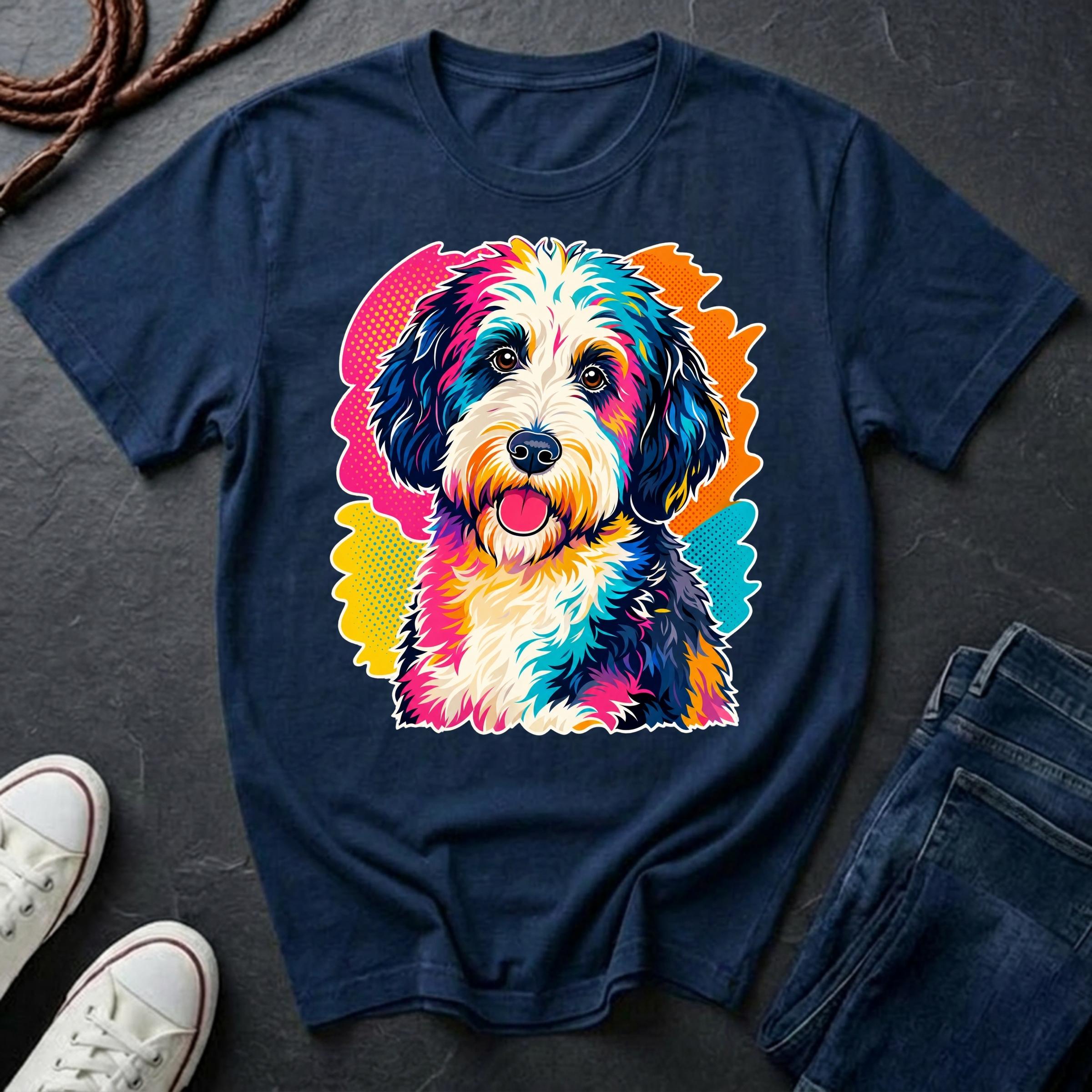 Sheepadoodle Graphic Pop Art Shirt — Bold Colorful Dog Portrait Tee — Comfort Colors 1717