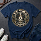 Bernedoodle Got Your 6 t-shirt design featuring a distressed tactical badge with military stencil text on Comfort Colors tee
