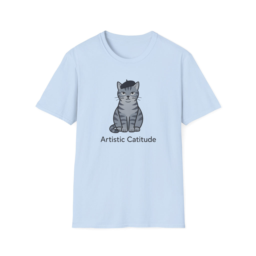 Gray Cat with Beret T-Shirt
