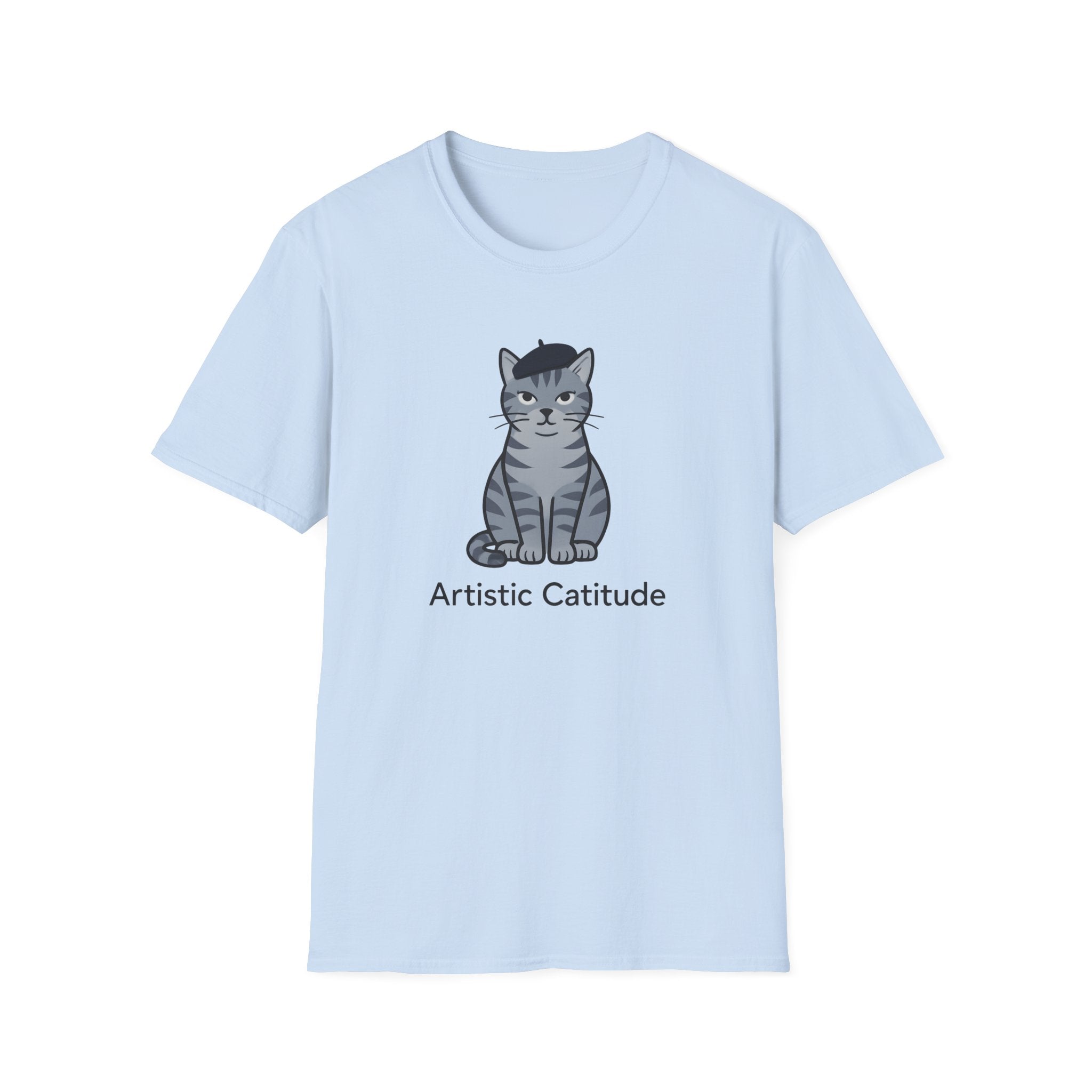 Gray Cat with Beret T-Shirt